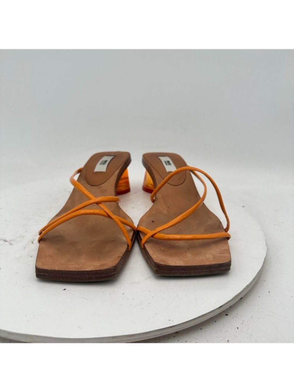 Miista Women Size EU 36 US 6 Orange Slim Leather Strap Tranculent Heel Sandal - Picture 2 of 12